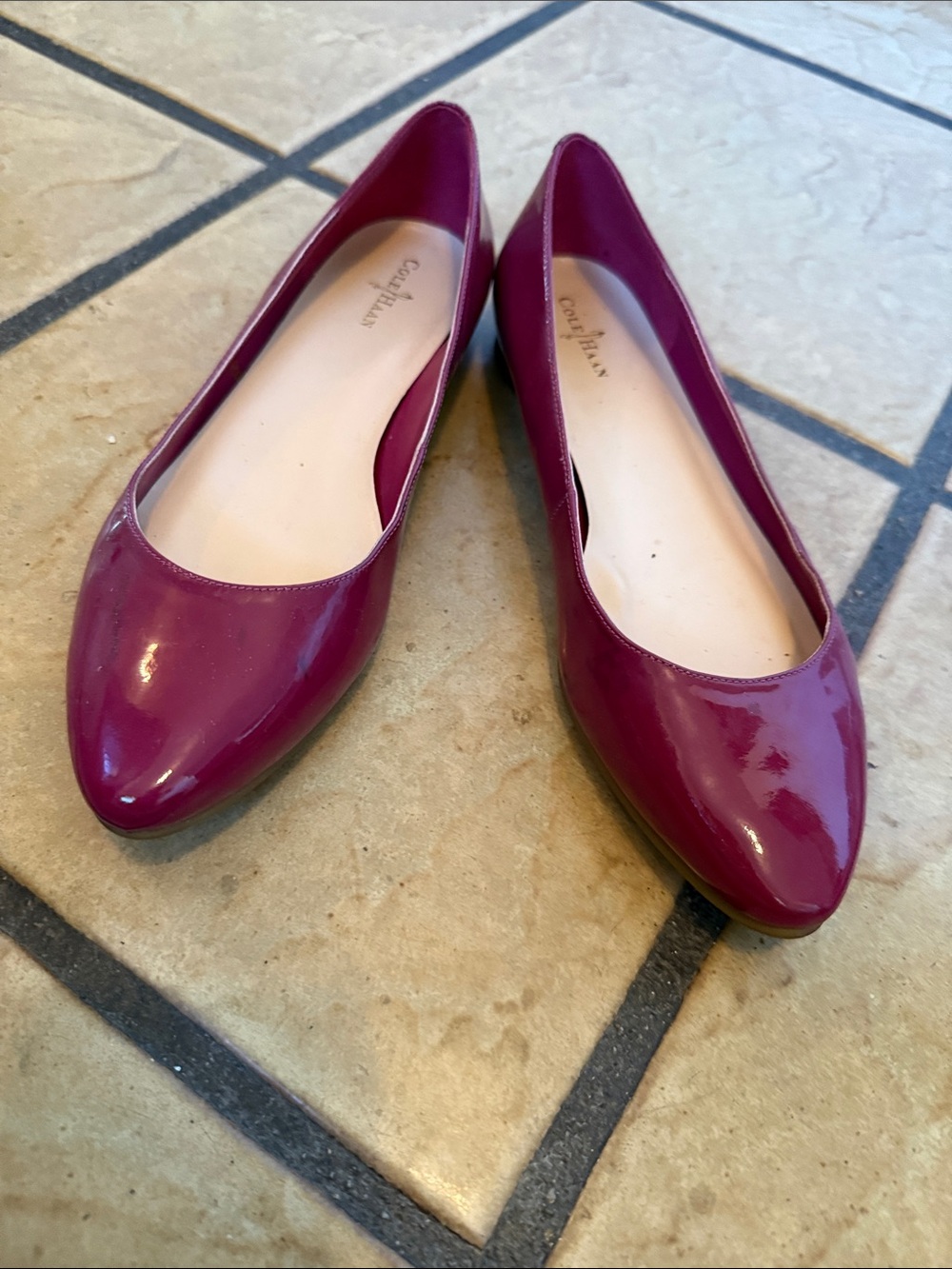 Cole Haan Women's Patent Pointed-Toe Flats in Plum